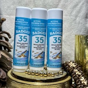 3 Pack of Badger Active Sunscreen Stick, SPF 35, Unscented - 🌸 New! 🌸